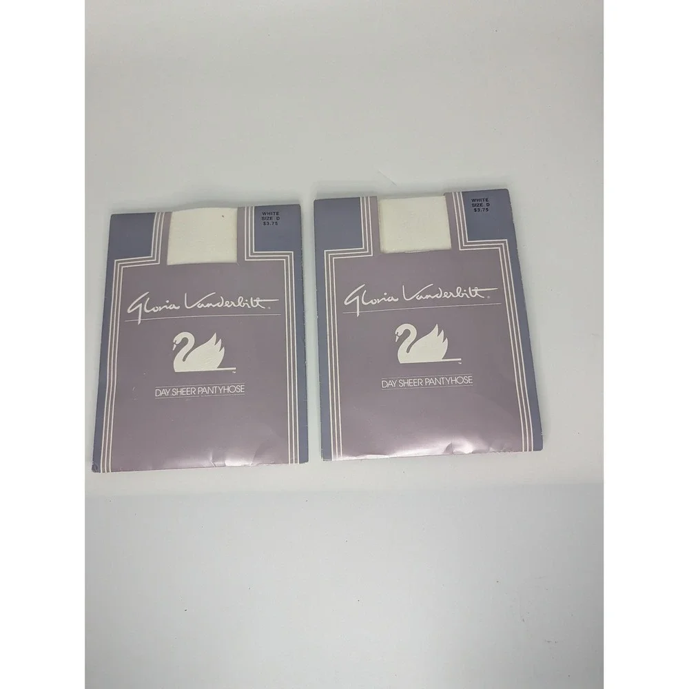 Lot of 2 Gloria Vanderbilt Day Sheer Pantyhose White Size D Made in the USA